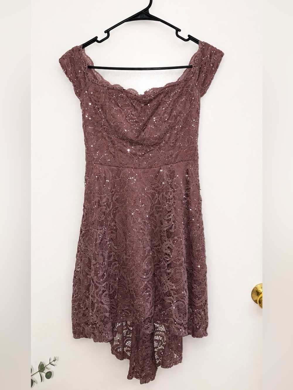 Sequin Hearts Mauve One-Shoulder Lace Cocktail Dress